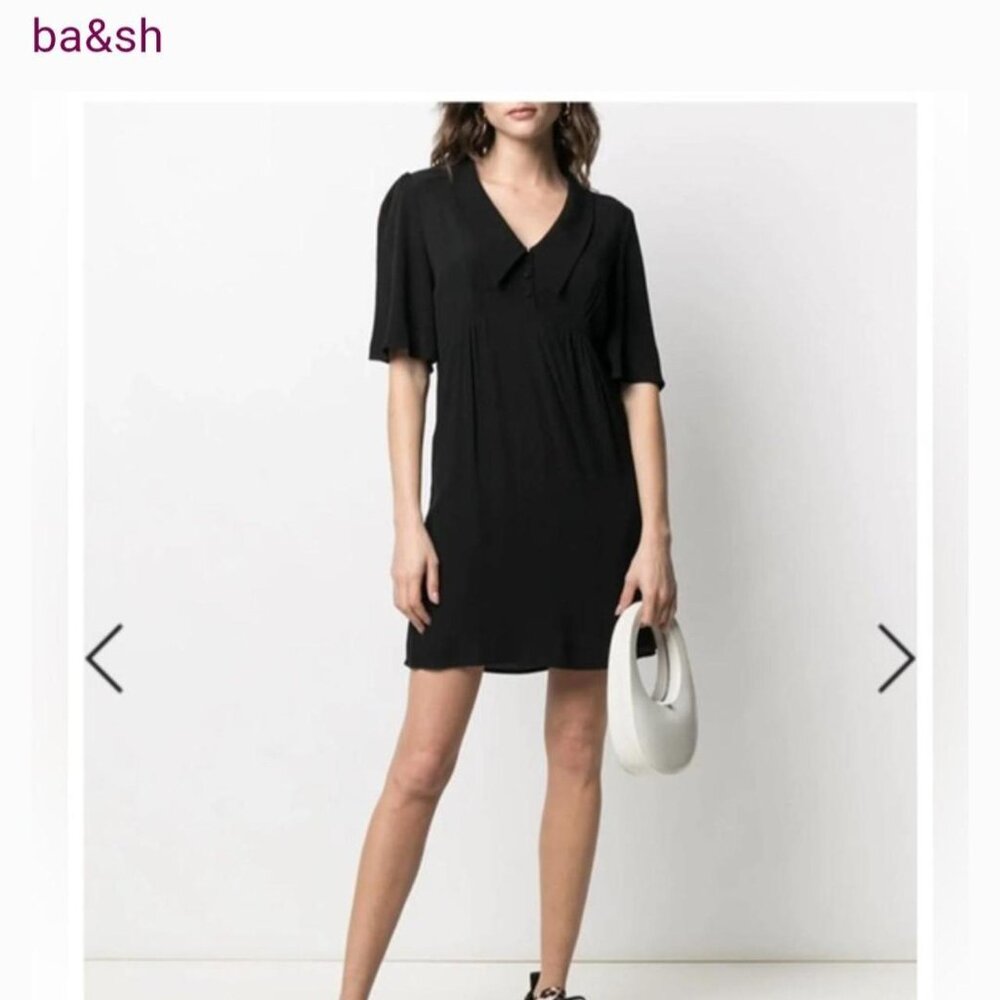 Bash Ba&Sh Viscose Peyton Collared Noir Short Sle… - image 1